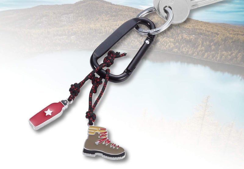 Troika WANDERFREUND - KR19-6/BK - keyring with snap hook - 2 pendants on decorative climbing rope: hiking boot & water bottle - hiking, mountaineering - aluminium original - Image 4